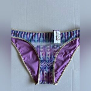 BECCA Print Purple Bikini Bottom Size S